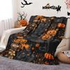 1pc Halloween pumpkin black cat flannel blanket, soft and comfortable nap envelope, small cover blanket, multi-purpose blanket