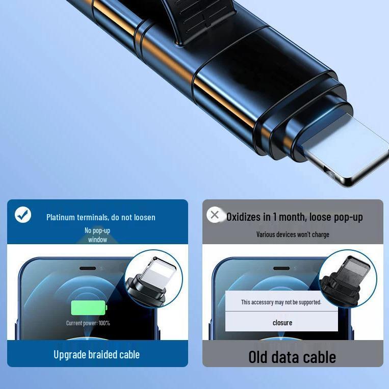 PD Two-in-One Braided Fast Charging Cable for Apple & Huawei