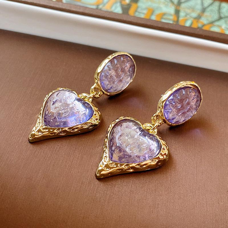 

Європейський та Американський Екстравагантний Дизайн Довгі Сережки з Квітами та Китицями Фіолетового/Сріблястого Кольору для Жінок