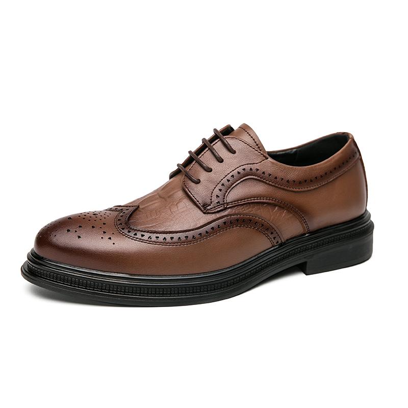 Chaussures en cuir décontractées pour hommes, style britannique, à bout pointu