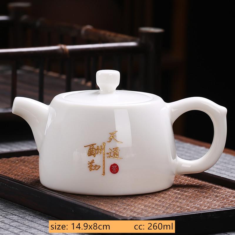 White Porcelain Teapot Custom Ceramic Tea Set Home Beauty Ball Hole Filter Tea Infuser Hand Tracing Gold Kettle Handmade Teaware
