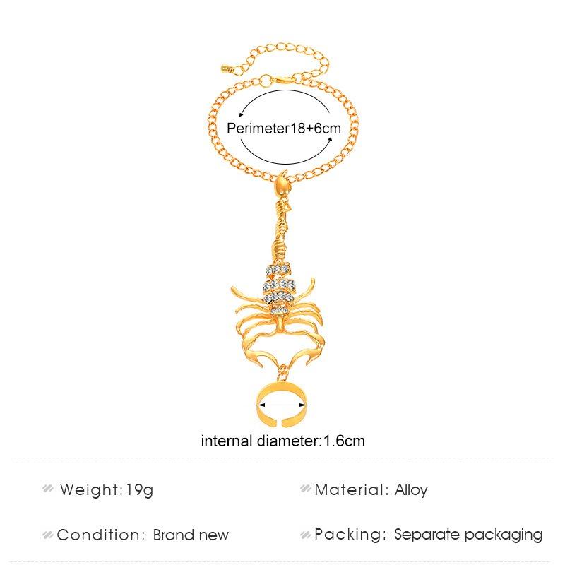 1Pc Exaggerated Scorpion Finger Bracelet for Women, Sweet and Cool, Spicy Style, New 3D Scorpion Bracelet with Micro-set Zircon.