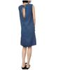 Damen Blau Patchwork Denim Bootausschnitt Sommerkleid