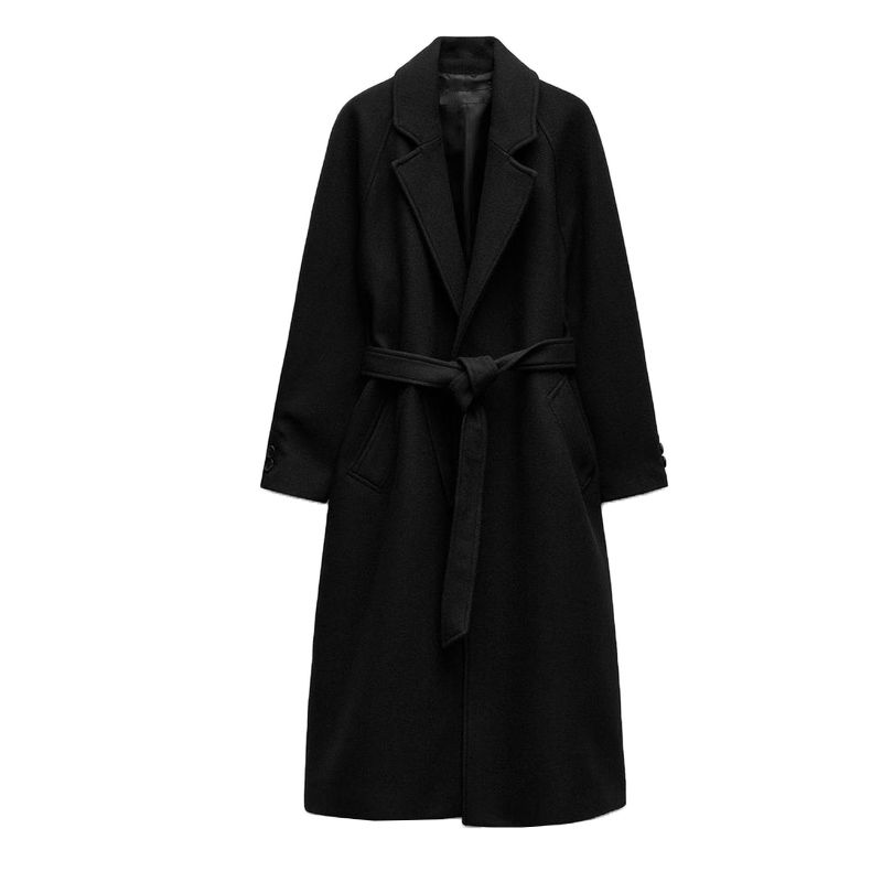 Fall and Winter New Product with Belt Casual Warm All-Matching Wool Blend Long Overcoat Outerwear 9174284