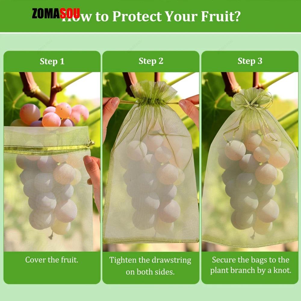 10-500Pcs Grapes Fruit Protection Bags Plant Grow Bags Garden Anti-Bird Netting Mesh Bag Vegetable Strawberry Bags Garden Tools