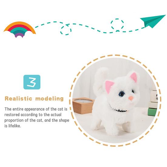 Electric Plush Cat Cognitive Ability Interactive Fine Workmanship Barking Walking Electric Cat Plush Toys for Kids
