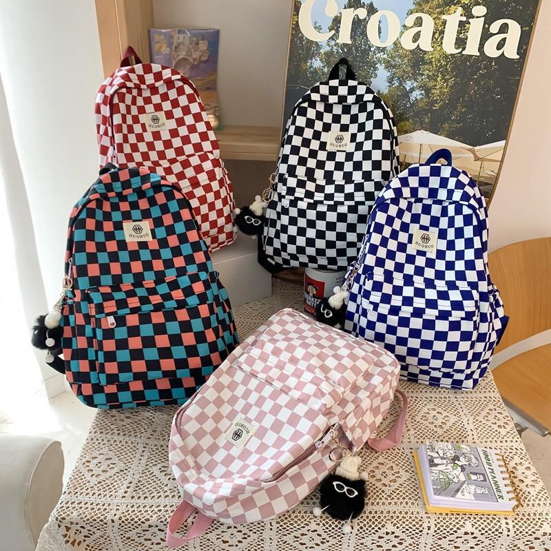 Chessboard Girls Pattern Boys Backpack Front Organizer Laptop Storage School Bag