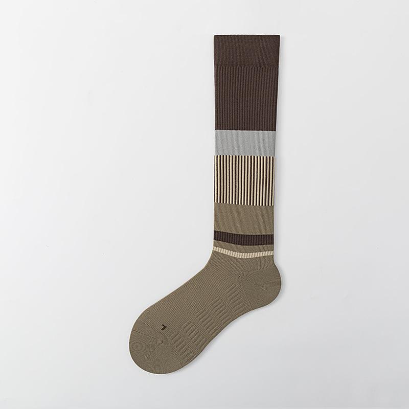 Spring and Autumn Sports Running Socks for Women, Summer Trendy Color-blocking Slightly Pressed Calf Socks