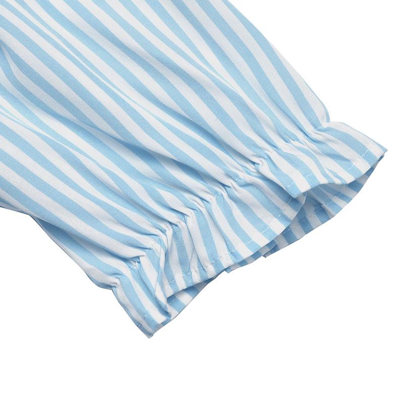 JKASHDK Moda damă vară primăvară cu dungi cu mânecă scurtă cu gât POLO cu talie înaltă rochii casual