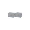 YAMAZEN Storage Boxes, Set of 2, Wooden Handles, Linen-like Fabric Front, Compatible with Color