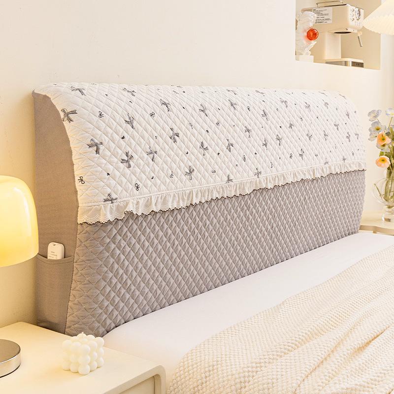 1PC INS Cream Style Full Coverage Headboard Cover Anti-cat Scratch Anti-pilling Dustproof Elastic Soft Bag for Home All Season