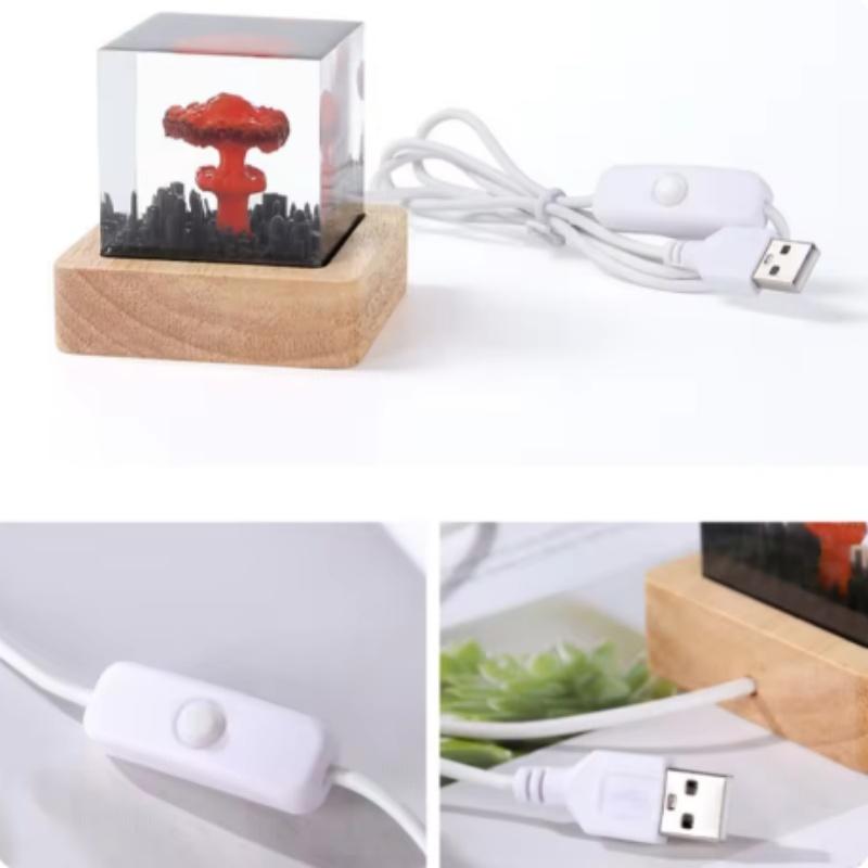 Atomexplosion Bombe Atompilzwolke Lampe Flammenlose Lampe für Hof Wohnzimmer Dekor 3D Nachtlicht Wiederaufladbar