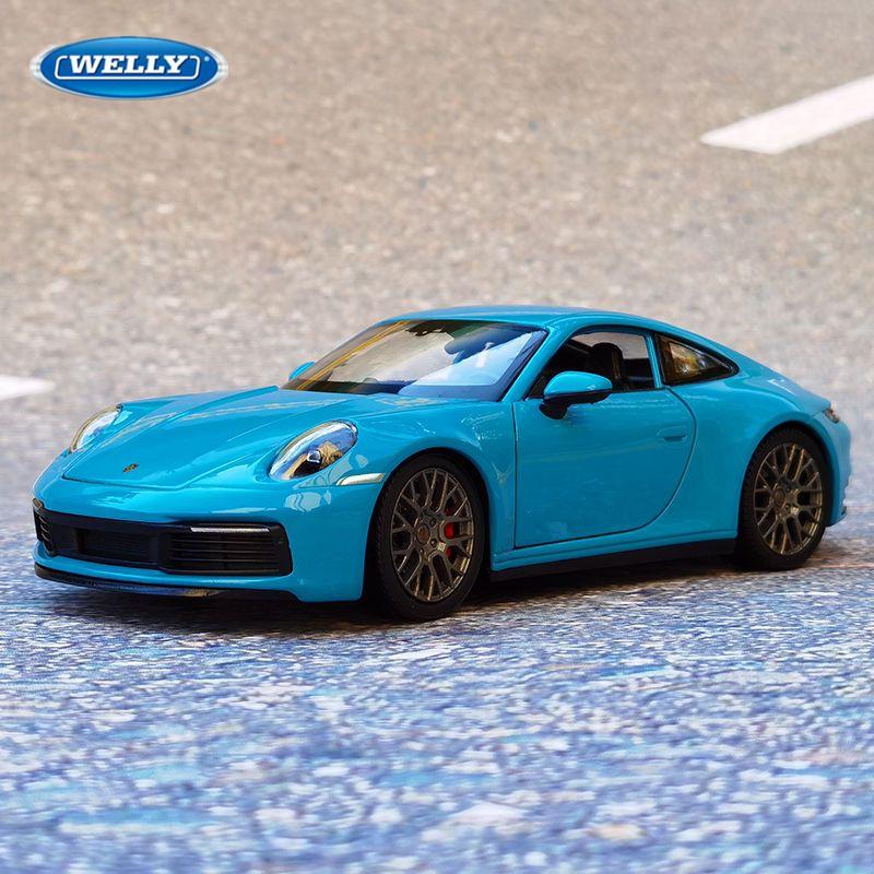 1/24 Welly Porsche 911 Carrera 4S Coupe Model de mașină sport din aliaj turnate sub presiune Vehicule de jucărie din metal Model de mașină de simulare Cadouri pentru copii