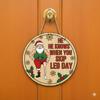 Christmas Welcome Door Sign Cartoon Santa Claus Door Hanging Sign Xmas Holiday Party Front Door Hanger Decoration Decorative Wall Plaque
