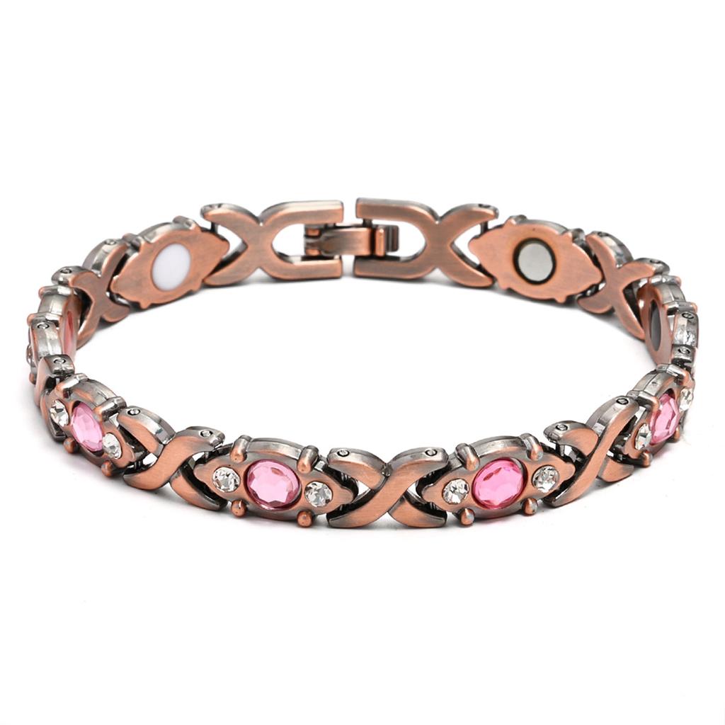 Ladies Detachable Energy Magnetic Bracelet Eco Friendly Rhinestone Adjustable Bangle