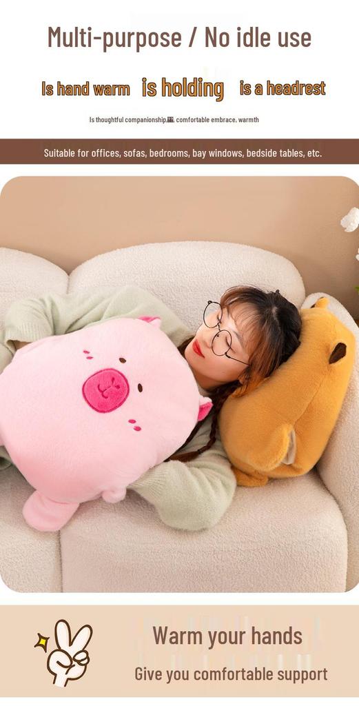 Capybara Plush Hand Warmer Pillow - Cute Winter Doll for Students
