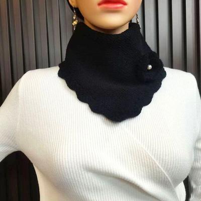 Nouvelle Écharpe Tricotée d'Hiver Femmes Solide Version Coréenne Snood Bouton Pression Col Haut Chaud Étudiants Bufandas Écharpe
