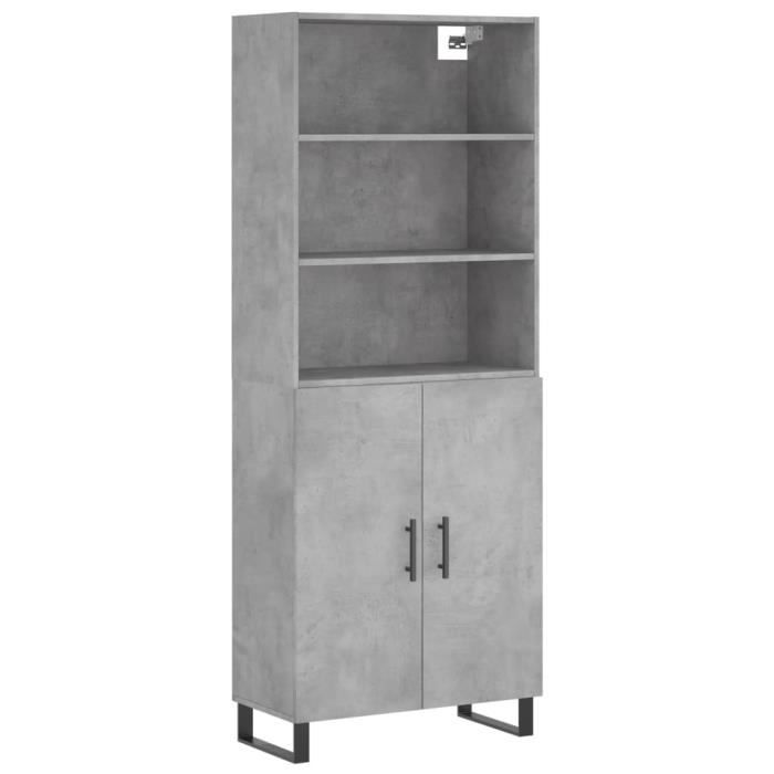 VidaXL Buffet haut Gris béton 69,5x34x180 cm Bois d'ingénierie 3189281