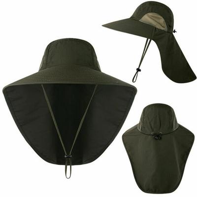 Summer Fishing Cap With Neck Flap Breathable Sunshade Uv Protective Wide Brim Outdoor Sun Hat N