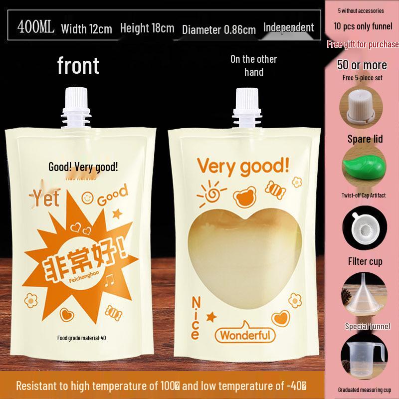 Disposable Transparent Spout Bag for Soy Milk, Chinese Medicine, Soup, or Beverages - Self-Standing and Convenient for Takeaway