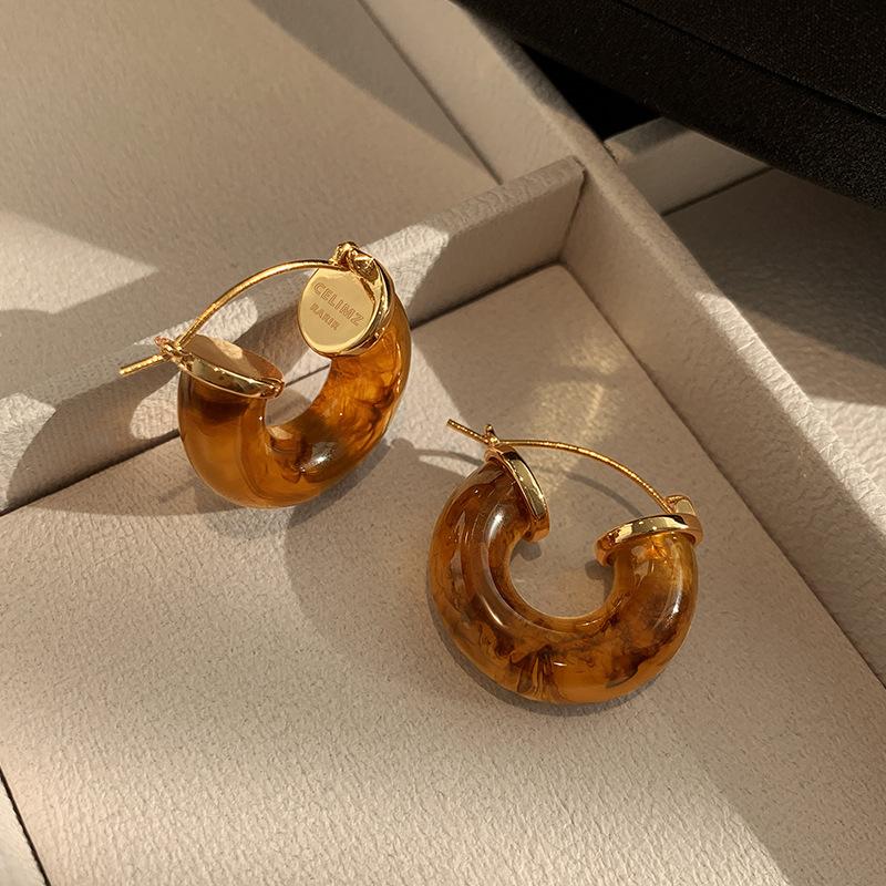 Maillard artificial tiger's eye stone ear buckle retro fashion high-end earrings light luxury temperament earrings