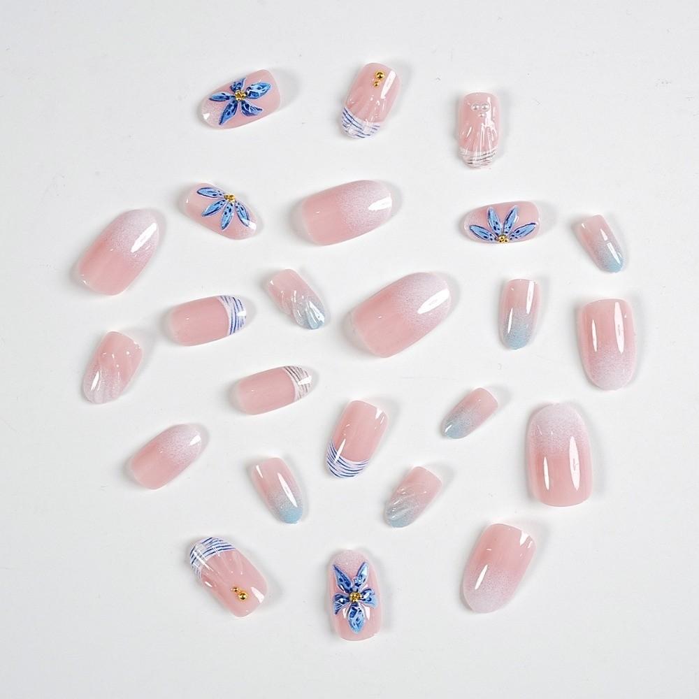 24Pcs 3D Gel False Nail Full Cover Fake Nail Tips French Press on Nails  Women
