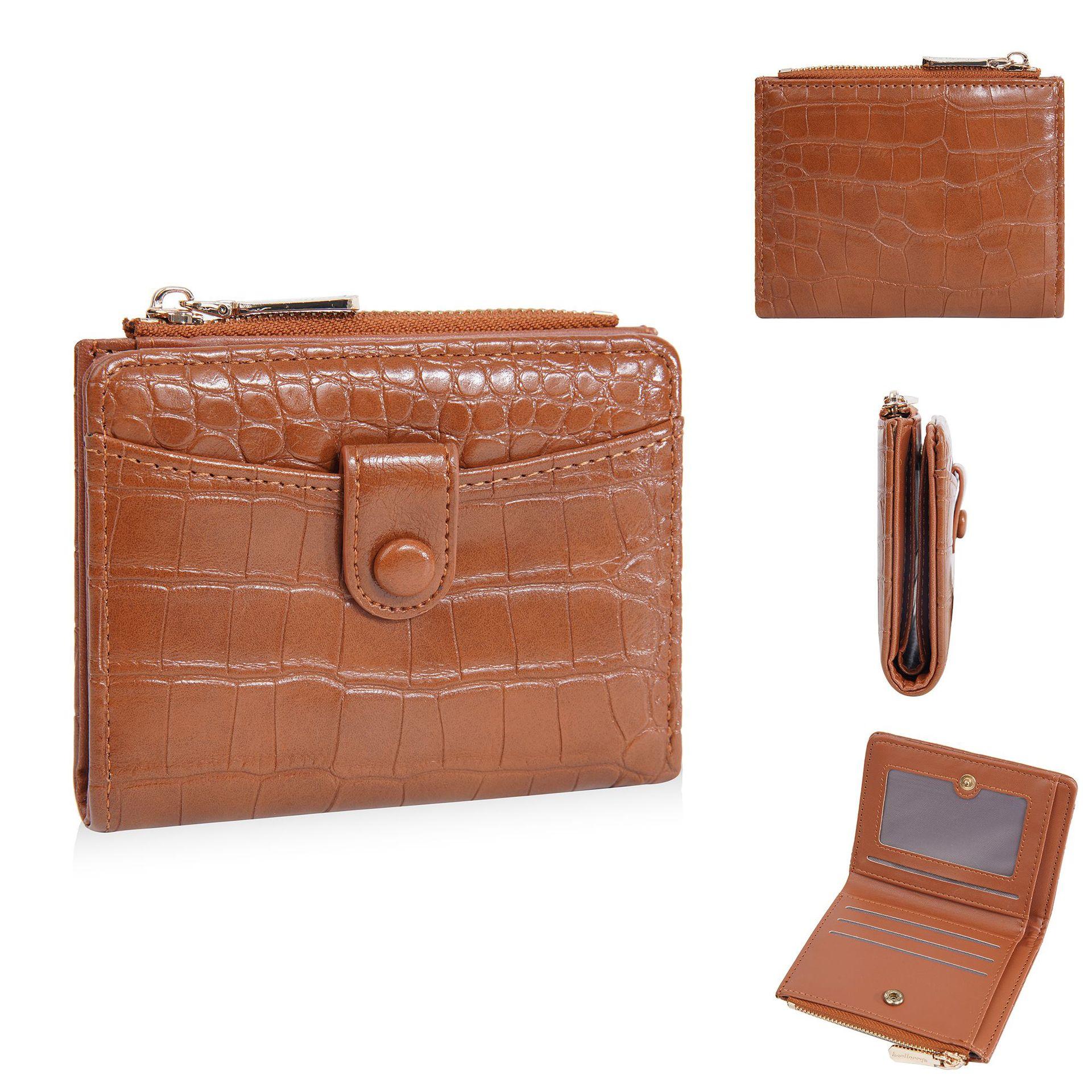 

Женский короткий кошелек Корейский кошелек с каменным узором Двухскладной кошелек Сумка для мелочи на молнии