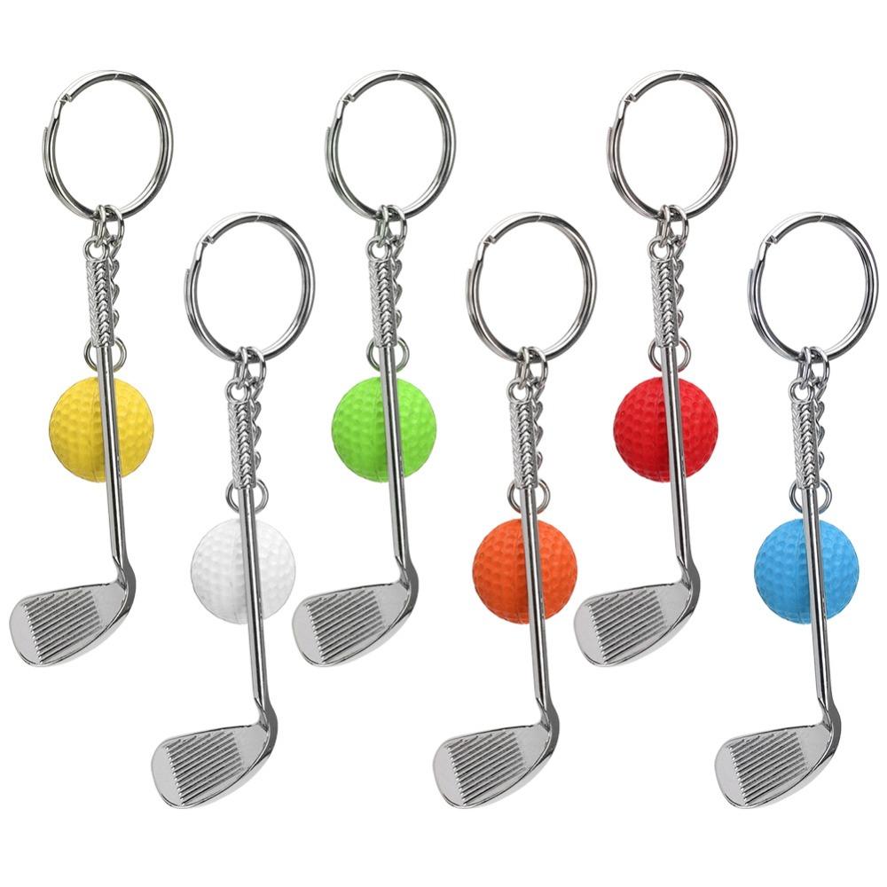 6pcs Creative Design Mini Golf Keychain Mini Size Racket Keychain Pendant Keychain For Bags