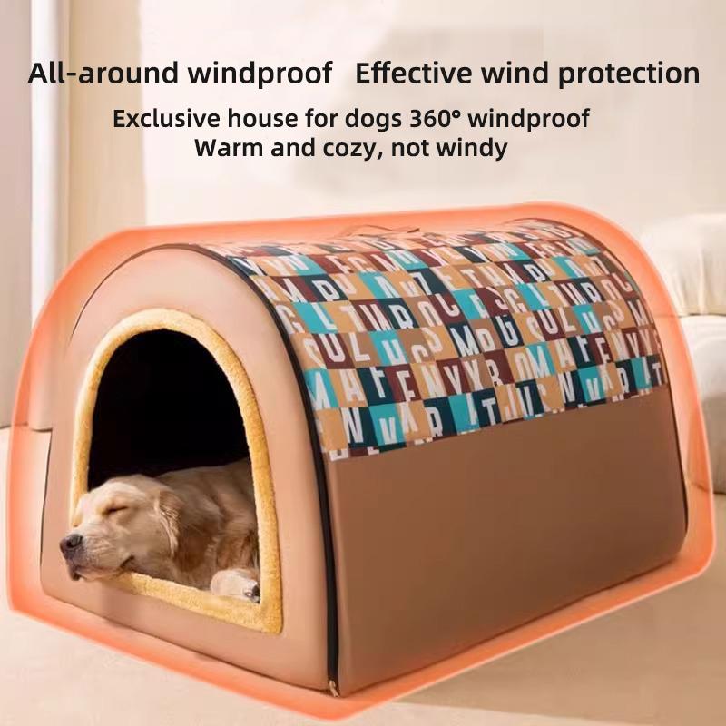 2024 New Dog Kennel Winter Warm Large Dog Oversized Dog House House Closed Winter Removable Golden Pet Four Seasons Use