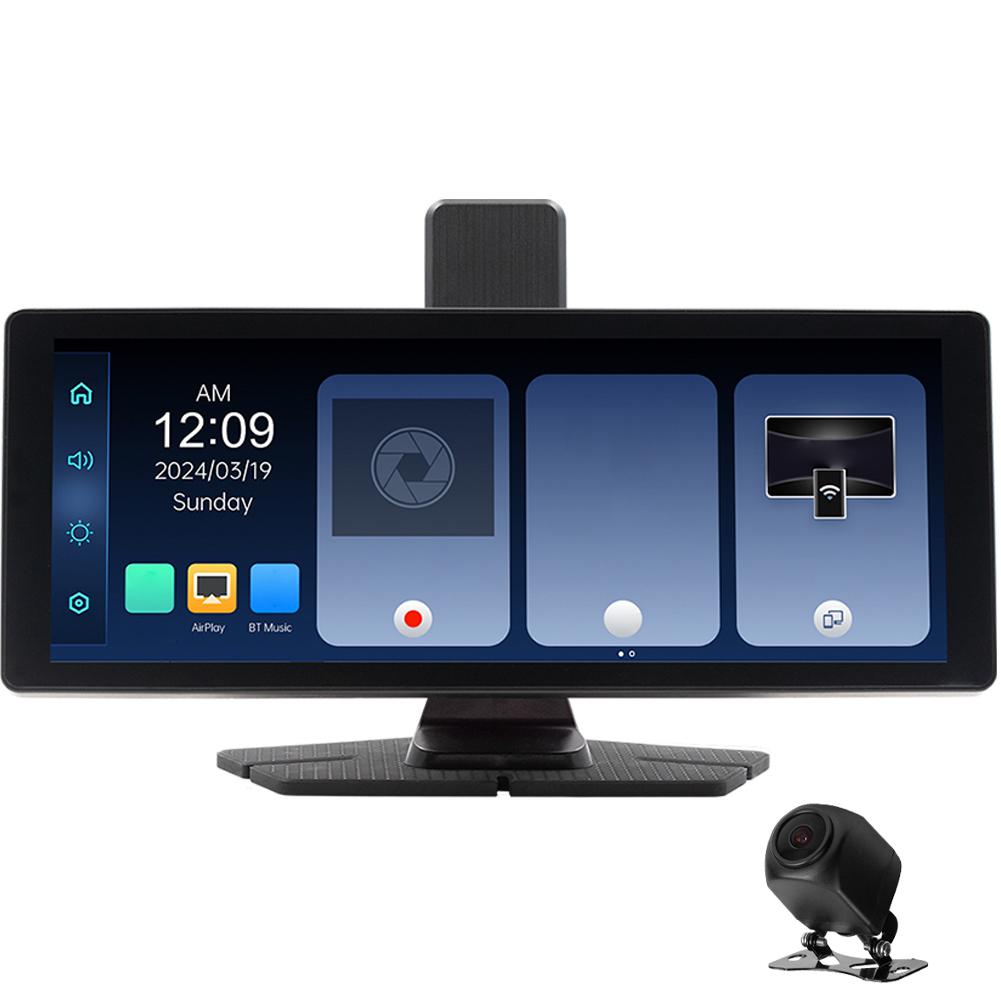 10.26 Inch Wireless CarPlay Monitor IPS Screen Android Auto Touch Screen WIFI FM BT 5.0 Rearview Dash Cam Multimedia Player AUX
