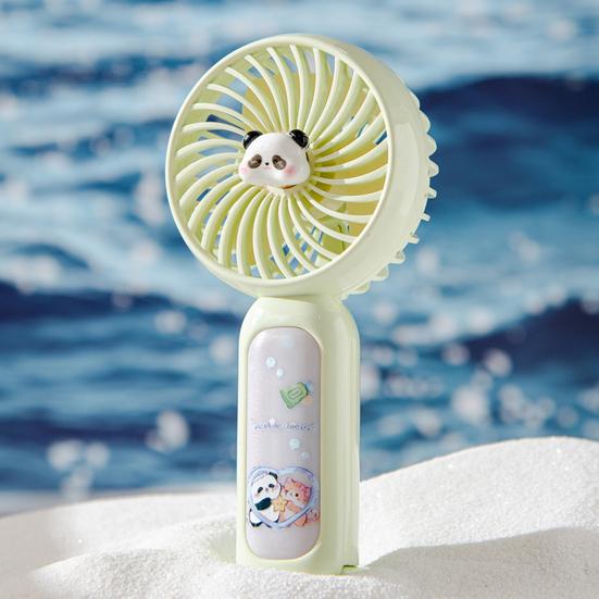 Handheld Fan Cartoon Panda Design Mini Portable USB Rechargeable Fan with Hanging Buckle Lightweight Quiet Motor Multiple Wind Speeds Cooling Fan
