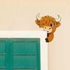 Yousheng Cute Highland Cow Door Topper Small Wooden Door Frame Corner Sign Cartoon Cattle Computer Monitor Decor for Living Room Bedroom