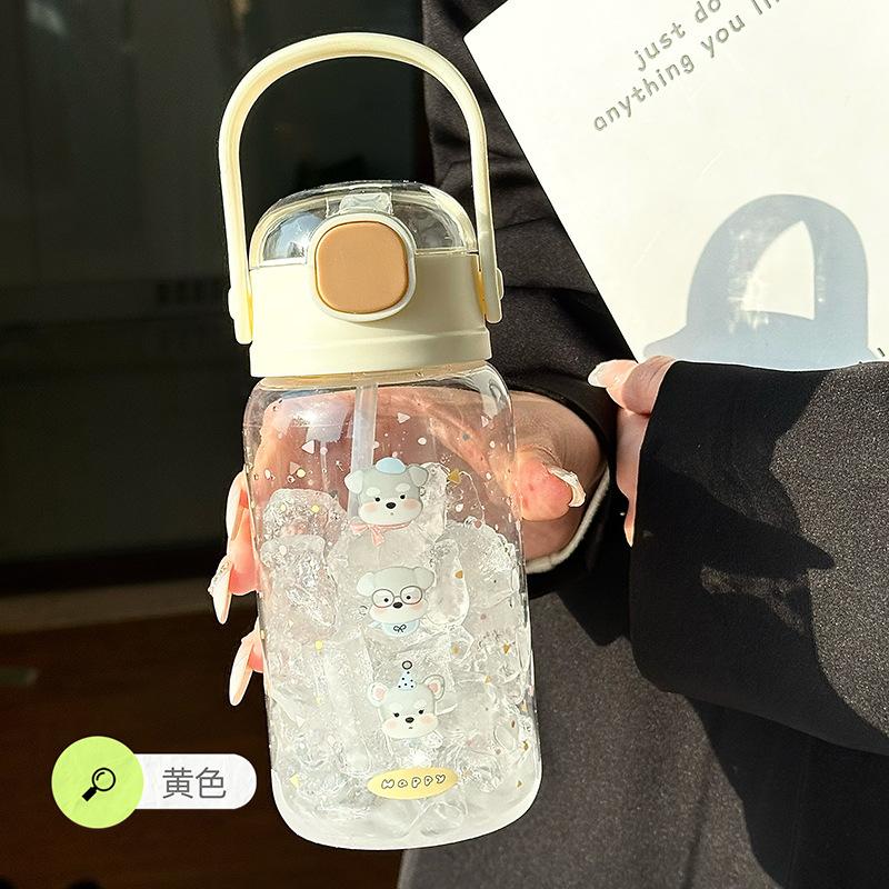 Summer New Plastic Cup Cartoon Double Drinking Cup High Value Men's and Women's Portable Children's Straw Cup
