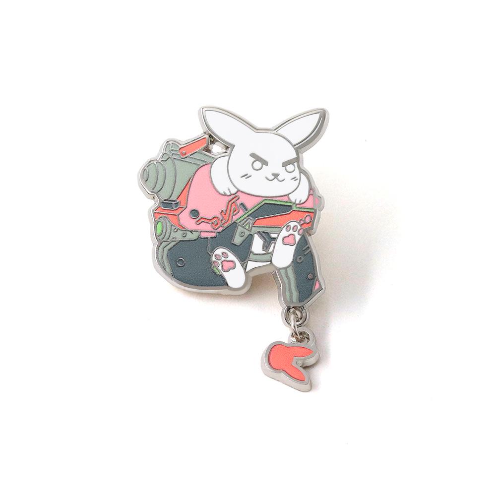Overwatch Pink Mech Bunny Brooch: Creative Rabbit Enamel Pin