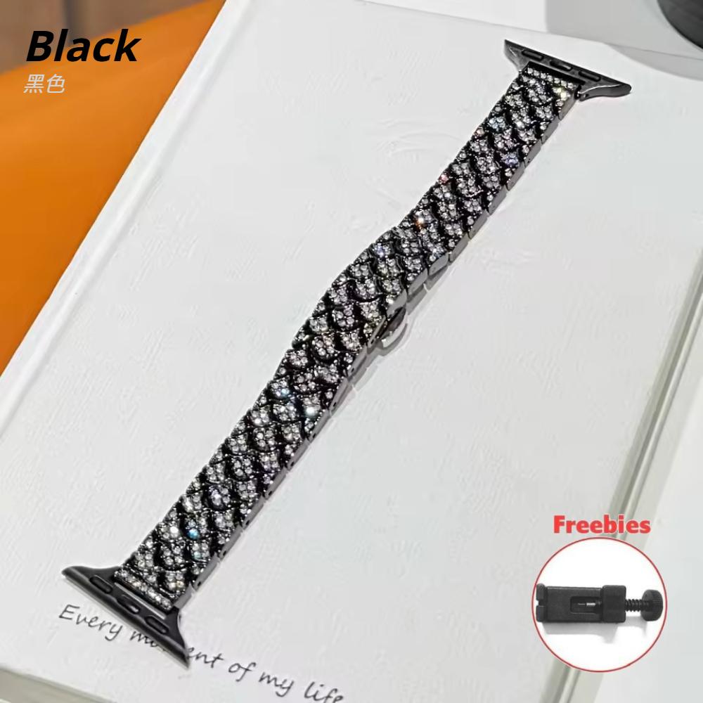 

Luxury Diamond Band For Apple Watch Ultra 49mm Strap Metal Woman Bracelet For iWatch Series 11 10 9 8 7 SE 6 5 40mm 41mm 42mm 45mm 46mm Bling Band 38mm 40mm 41mm чёрный