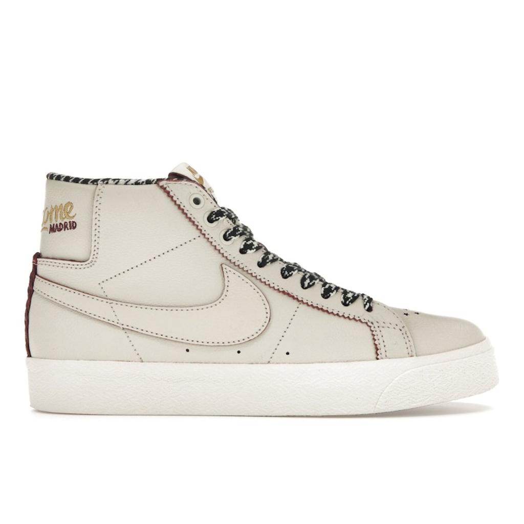 Nike Welcome Skateboarding X Zoom Blazer Mid SB Casa Welcome Madrid Men Sneakers Cream Sail Dark-Beetroot FQ0795-100
