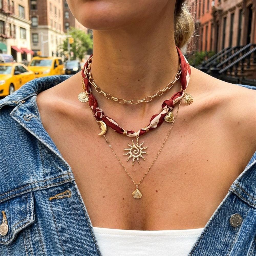 Sea Star Conch Starfish Necklace Seashell Bohemian Style Necklace  Gold Jewelry