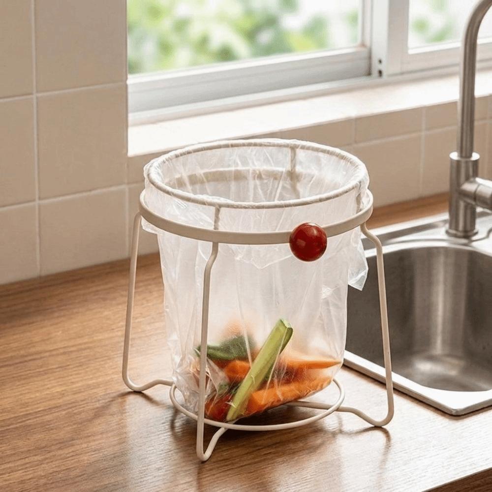Wide Opening Trash Bag Holder Stainless Steel Sink Garbage Organizer Trash Bag Support Countertop