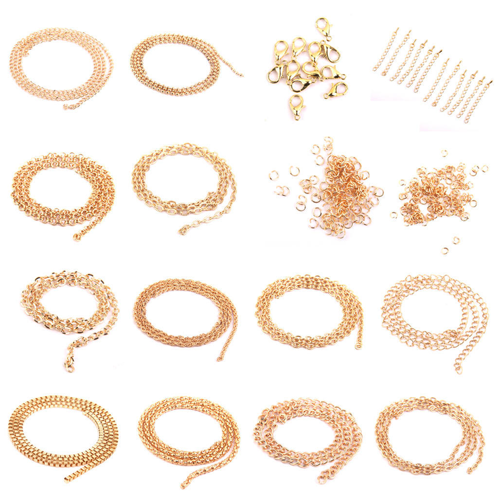 Gold Link Chain Accessories Kit for Necklace Bracelet Jewelry Making ...