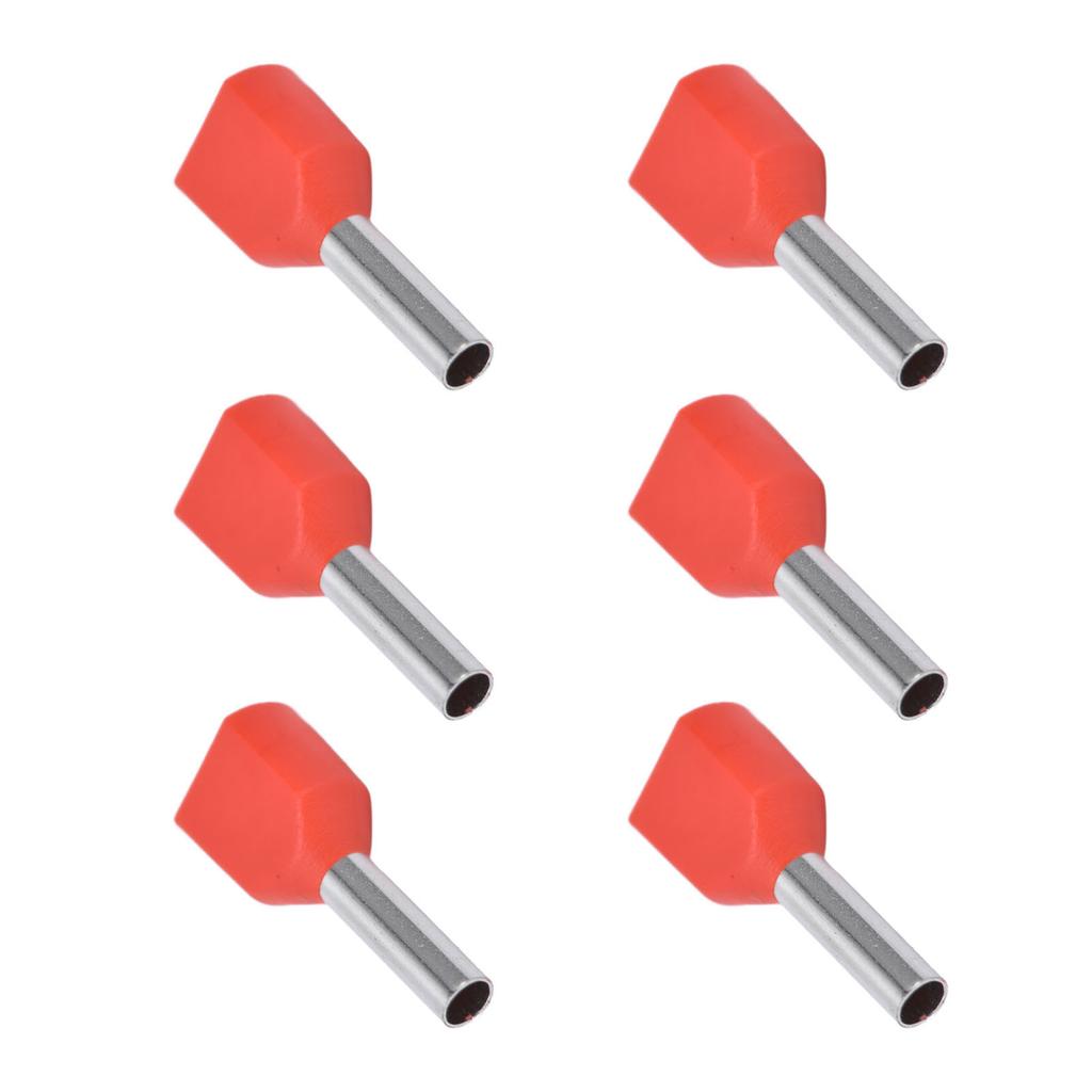 100PCS Insulated Ferrules Terminal Copper Tube PVC Crimp Connector for 2x18AWG Wire TE1008