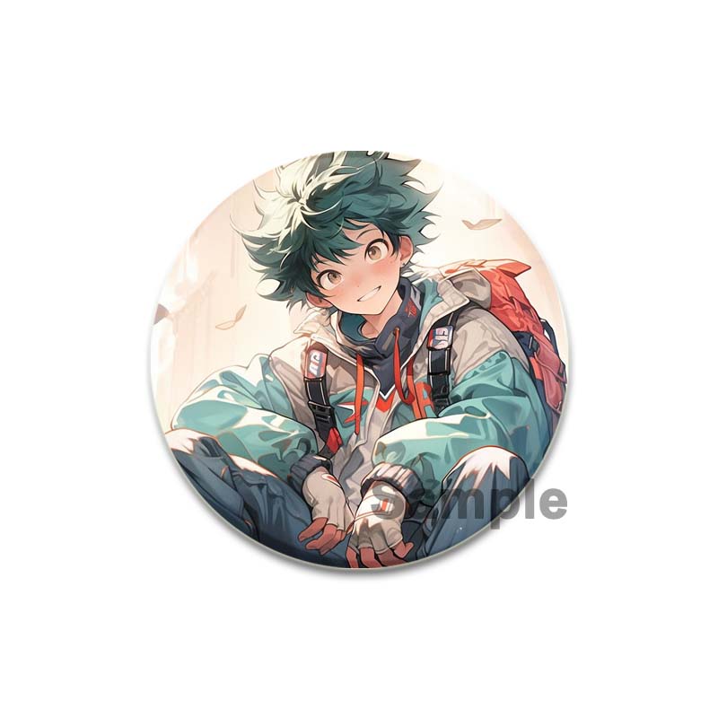 32/44/58mm Anime Figure Izuku Midoriya Round Brooch Clothing Lapel Pin Souvenir Soft Button Pins My Hero Academia Badge