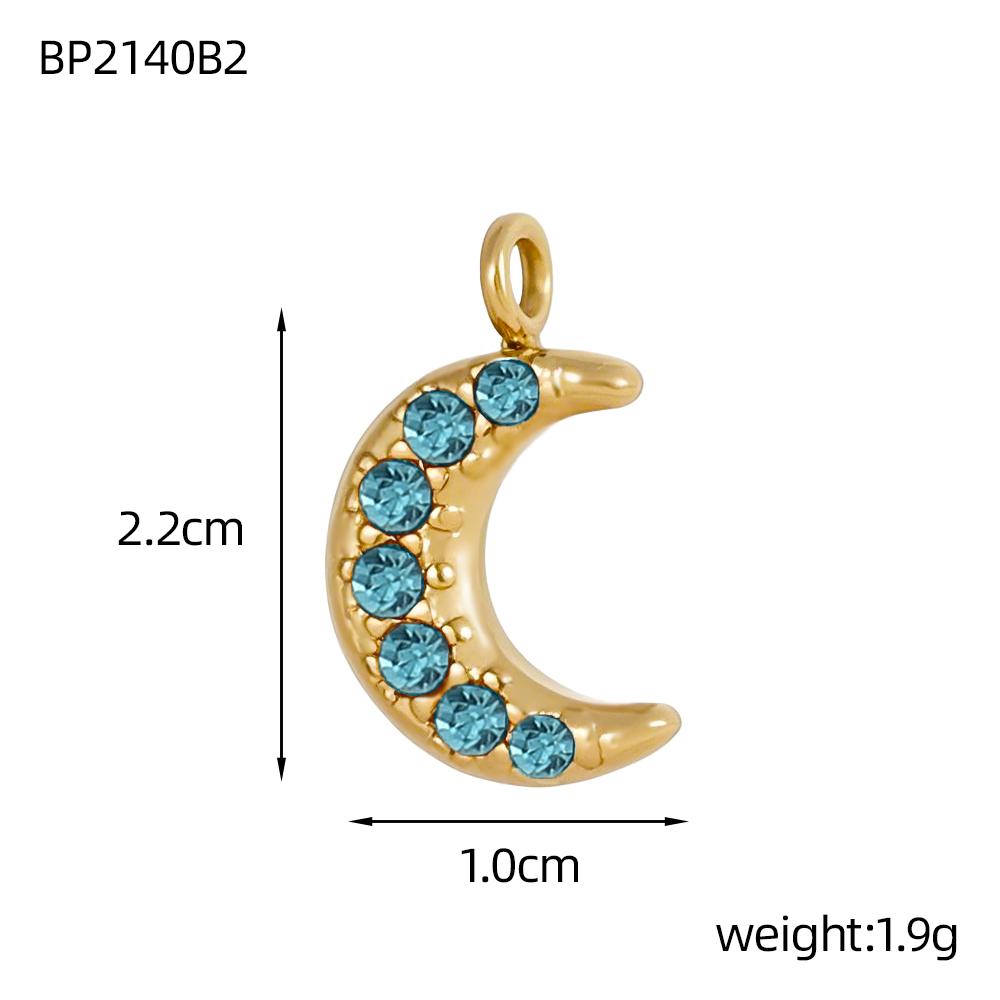CARLIDANA DIY Handmade Moon Stars Colorful Zircon Accessories Charm Stainless Steel Gold Plated Pendant Fashion Jewelry Necklace