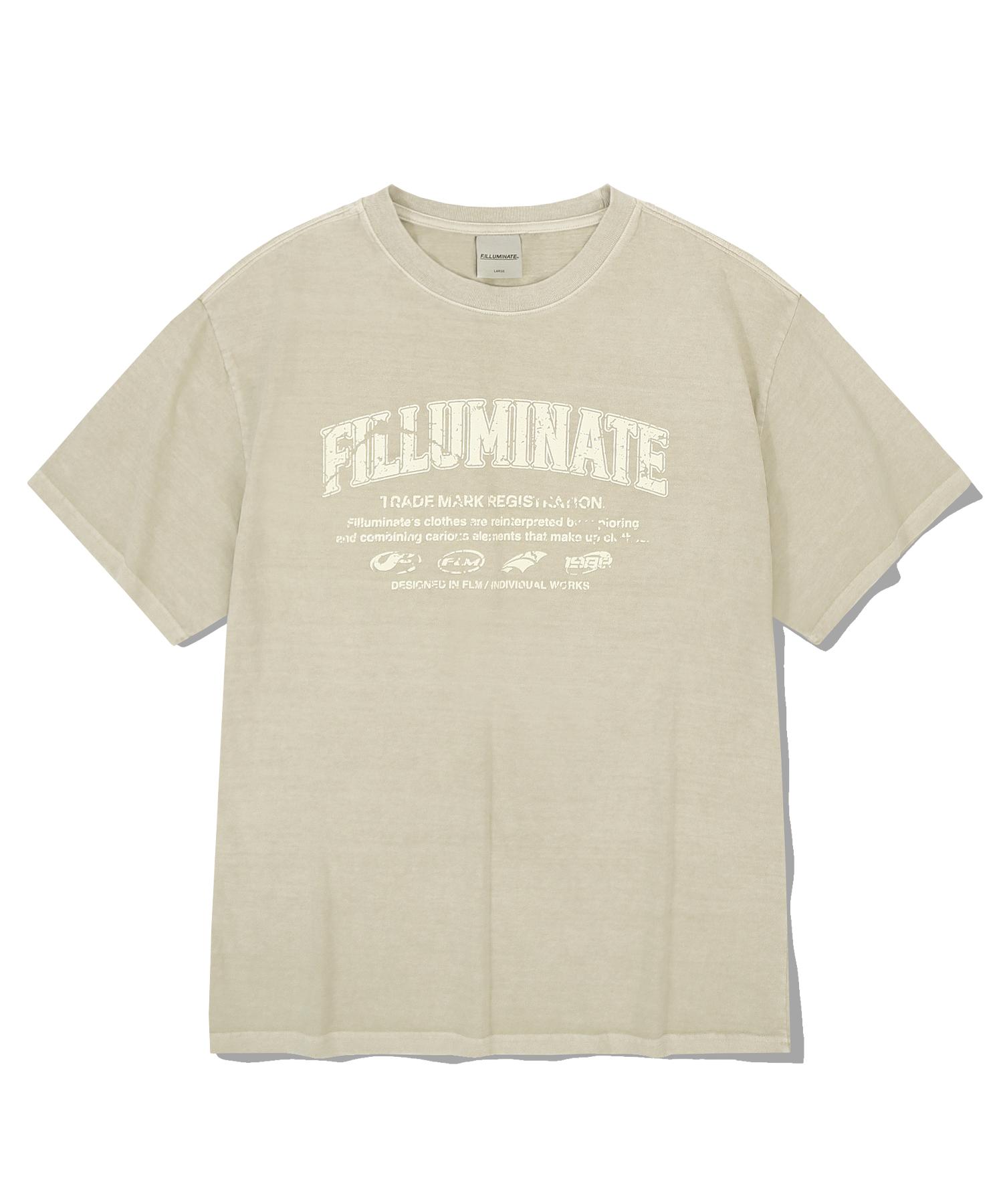 Illuminate Damaged Graphic Pigment T-Shirt - Beige Beige/L