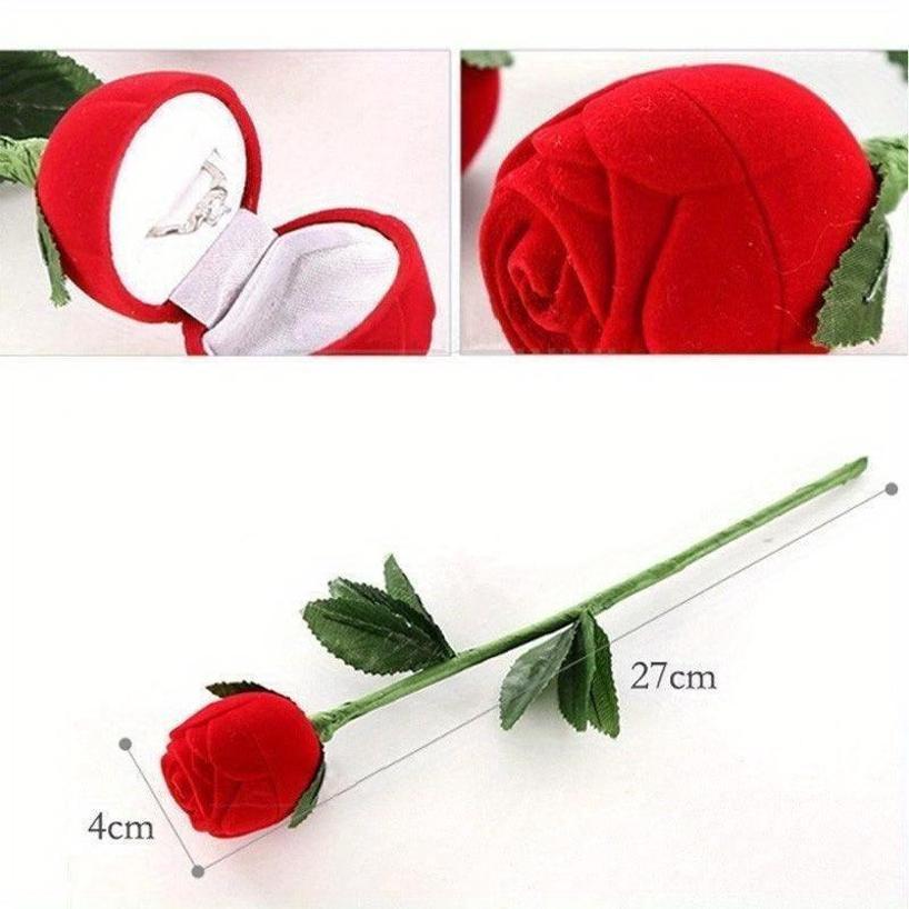 1 Pcs Valentine's Day Portable 3D Red Rose Jewelry Box Earrings Storage Display Holder Gift Boxes For Earring Rings