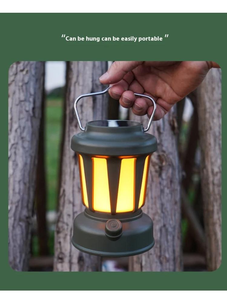 Portable Solar Camping Lantern LED Cold and Warm Dimming 3 Lighting Modes Camp Light Outdoor Hiking Climbing Camping Tent Lamp