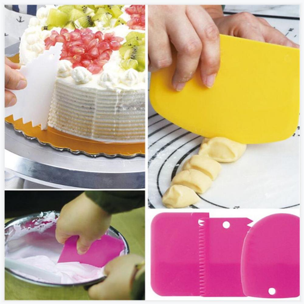 1pc/3PCS Dough Cake Cutter Slicer Spatula for Cake Cream Scraper Pasty Cutters Scraper Irregular Straight Arc Tooth Edge DIY