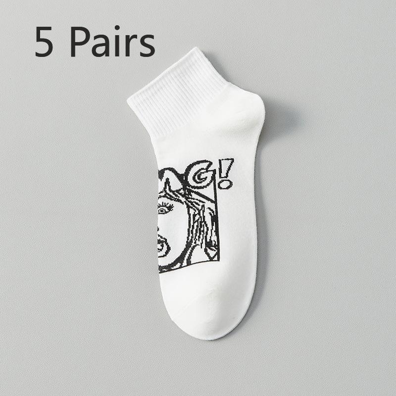 5 Pairs of Socks Men Boys Summer Thin Cotton Anti-odour Sweat Sports Youth Secondary School Students Basketball Socks