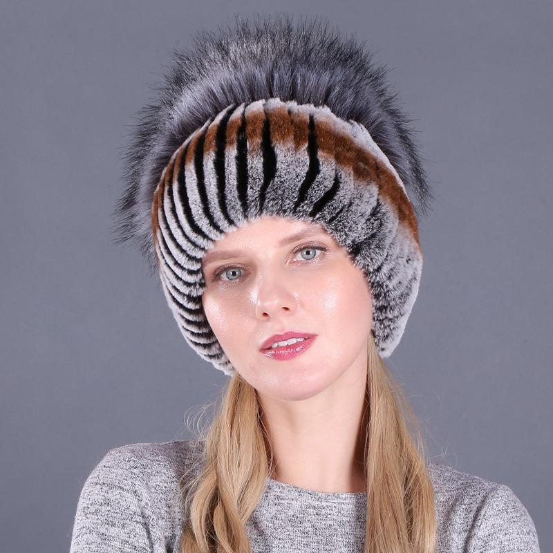 Rabbit hair hat female winter fashion Rex rabbit hair winter warm imitation fox hair hat ear protector thickened adult