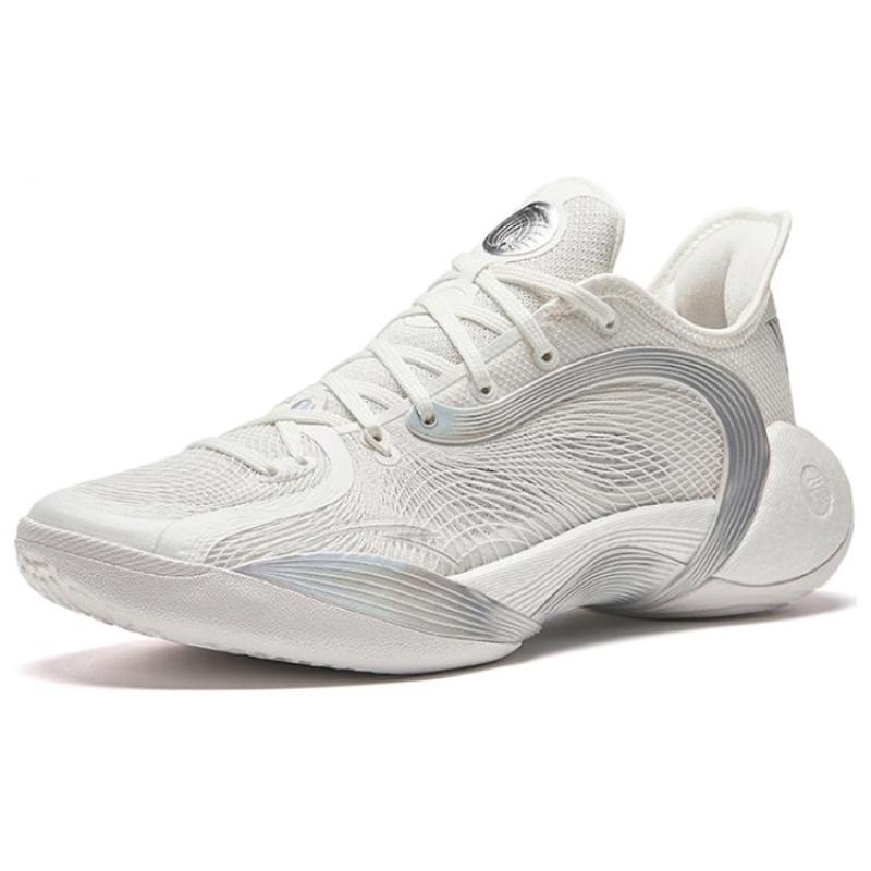 Anta 3 Point Rain 2 Wang Siyu PE Cushioning Slip Resistant Low top Basketball Shoes Men's Papyrus White Sneakers 912421602-2