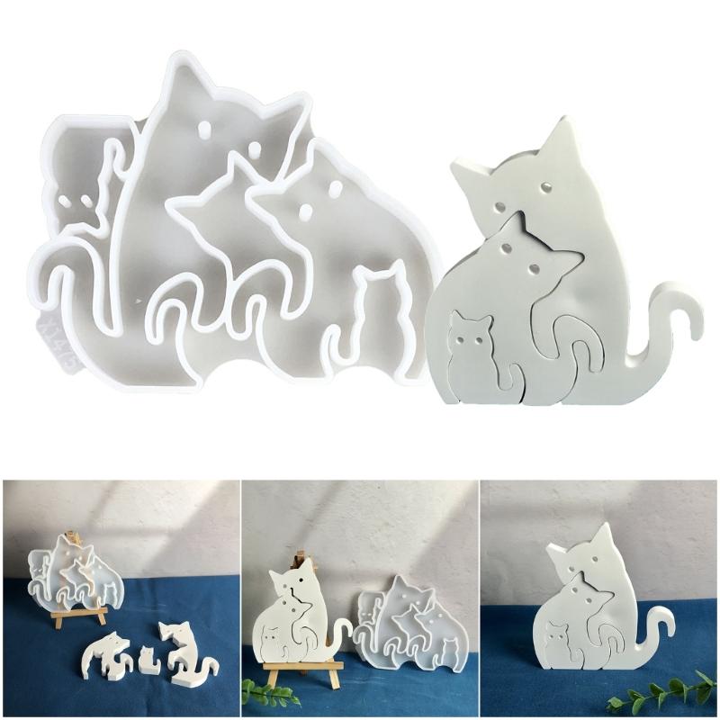 3 Cats Silicone Mold For Home Decoration And Handmade Gift Craft Project For Cement Gypsum And Soap Crafting Supply